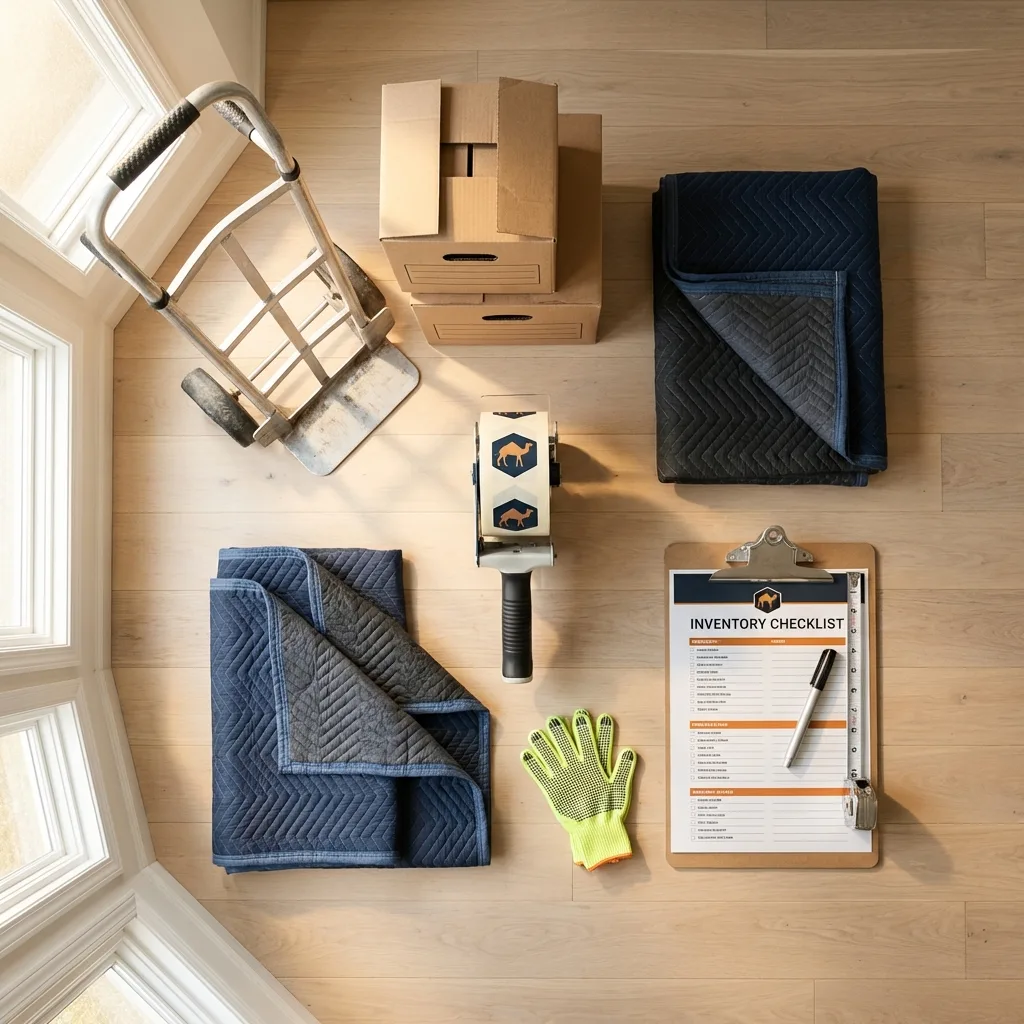 Professional moving supplies and packing materials layout for Sunland Park residential relocations